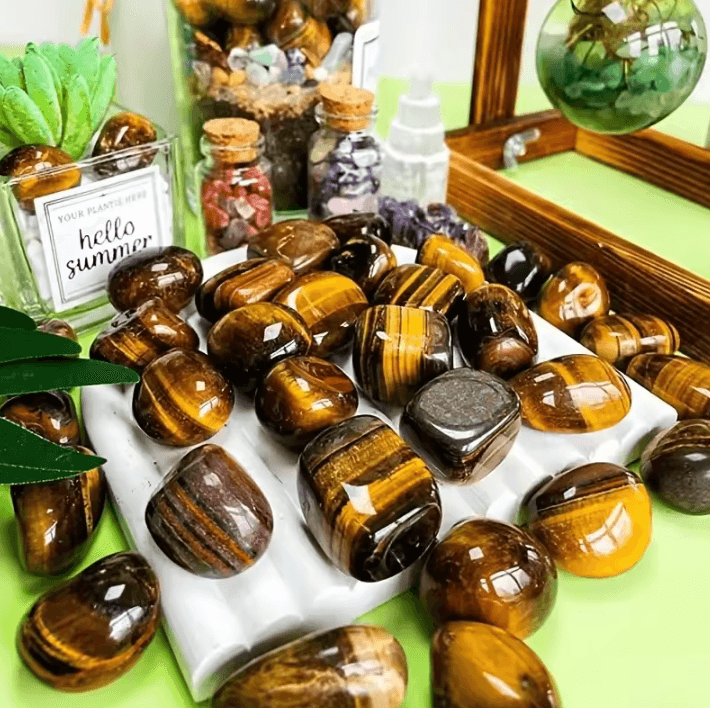 Tiger Eye Tumbled Polished Stones – Natural Crystal Decor & Vase Fillers