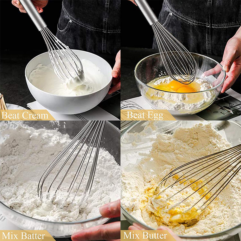 Stainless Steel Whisk Set, Wire Whisks With Stainless Grip, Kitchen Balloon Whisks