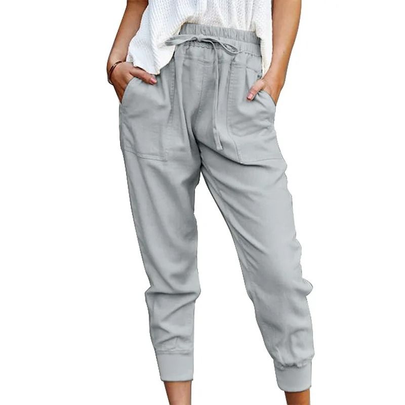 Women High Waist Lace Up Slim Fit Casual Pants