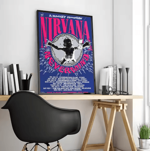 Nirvana Rock Band Canvas Poster Grunge Calligraphy Wall Art for Music Room Decor