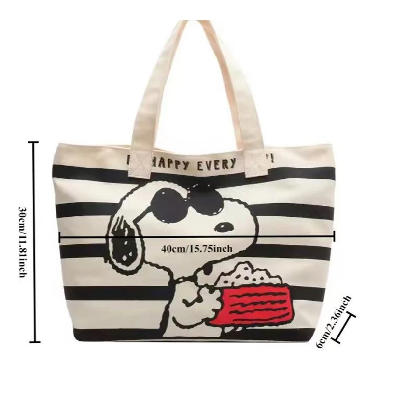 Snoopy Canvas Tote Bag Large Capacity Cute Cartoon School & Mommy Carryall
