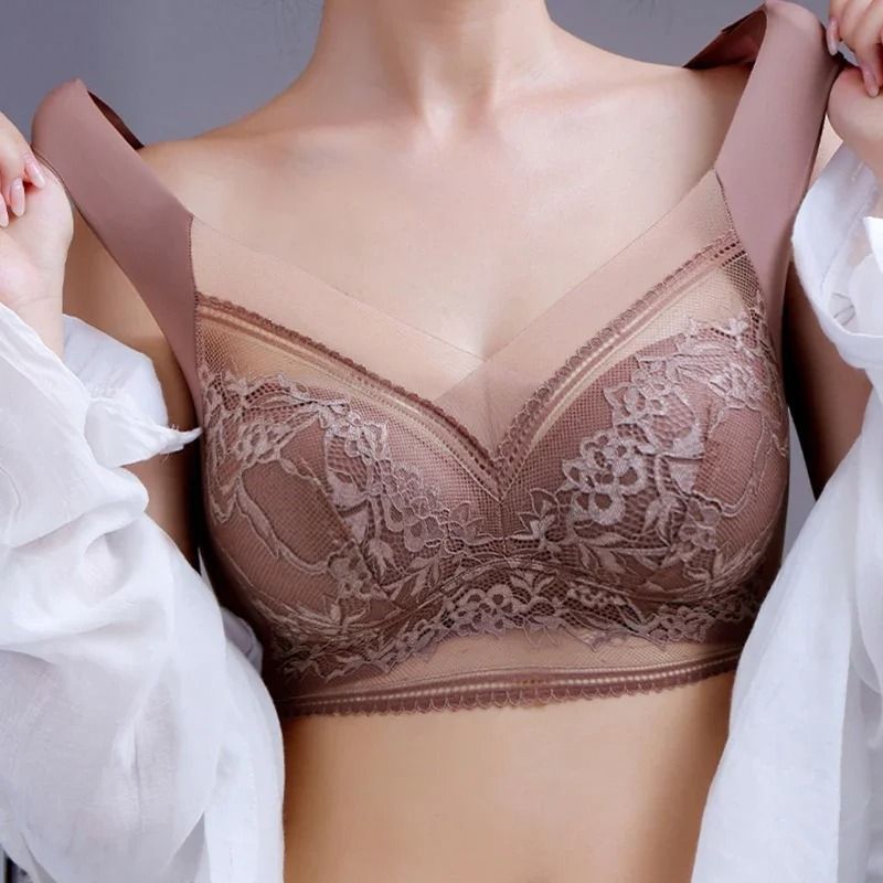 FallSweet 3 Pack Lace Push Up Bra Wireless Deep V Bralette Set L to 5XL