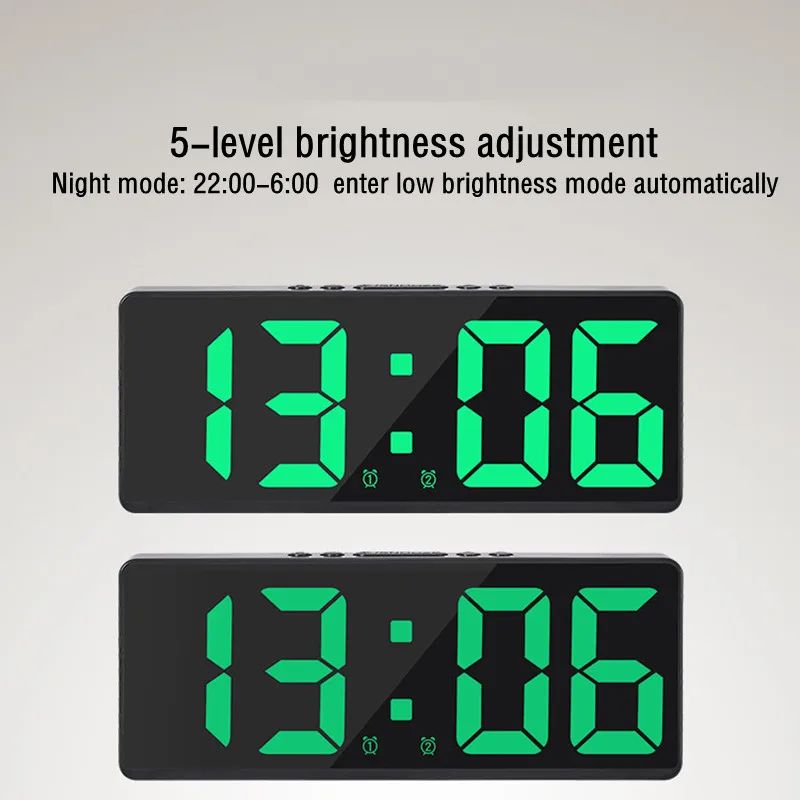 Voice Control Digital Alarm Clock with Temperature Display, Snooze & Night Mode, 12/24H Anti-Disturb Desktop Table Clock