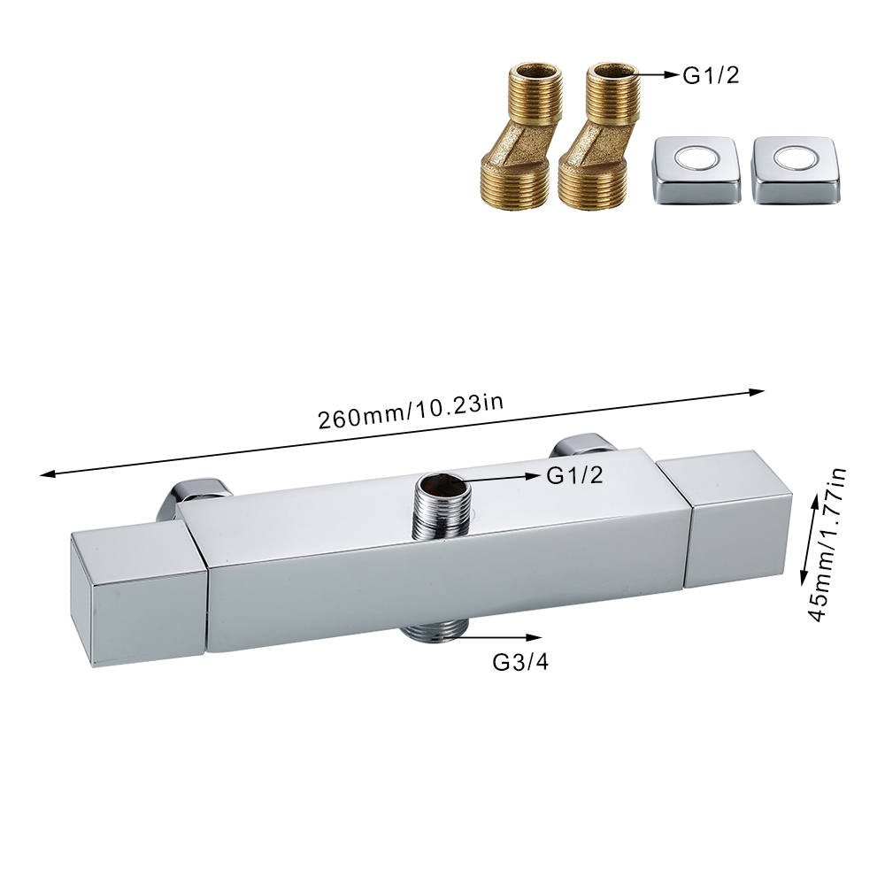 Stainless Steel Wall Mounted Shower Faucet, Constant Temperature Bathroom Bathtub Hot & Cold Water Mixer Valve