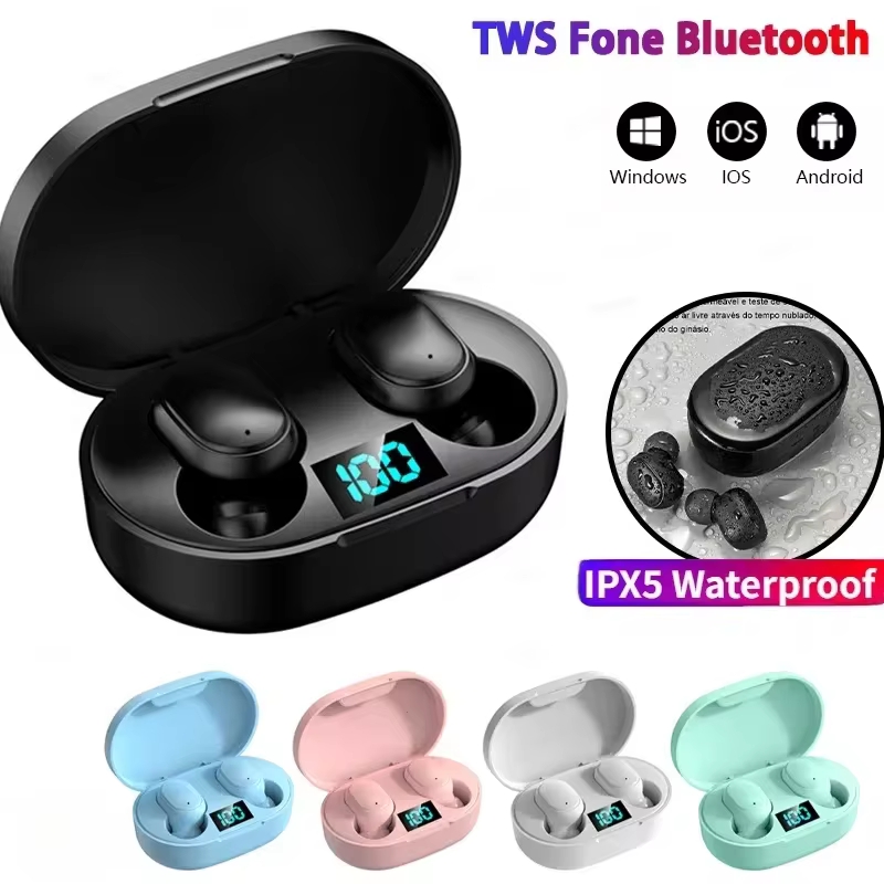 E6S Wireless Earbuds with LED Display Case and Mic