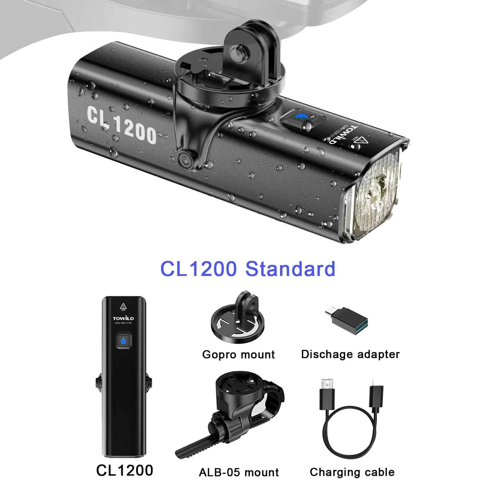 TOWILD CL1200 Smart Bike Headlight – 1200 Lumen USB-C Rechargeable Bicycle Light with Remote Control & 5000mAh Battery