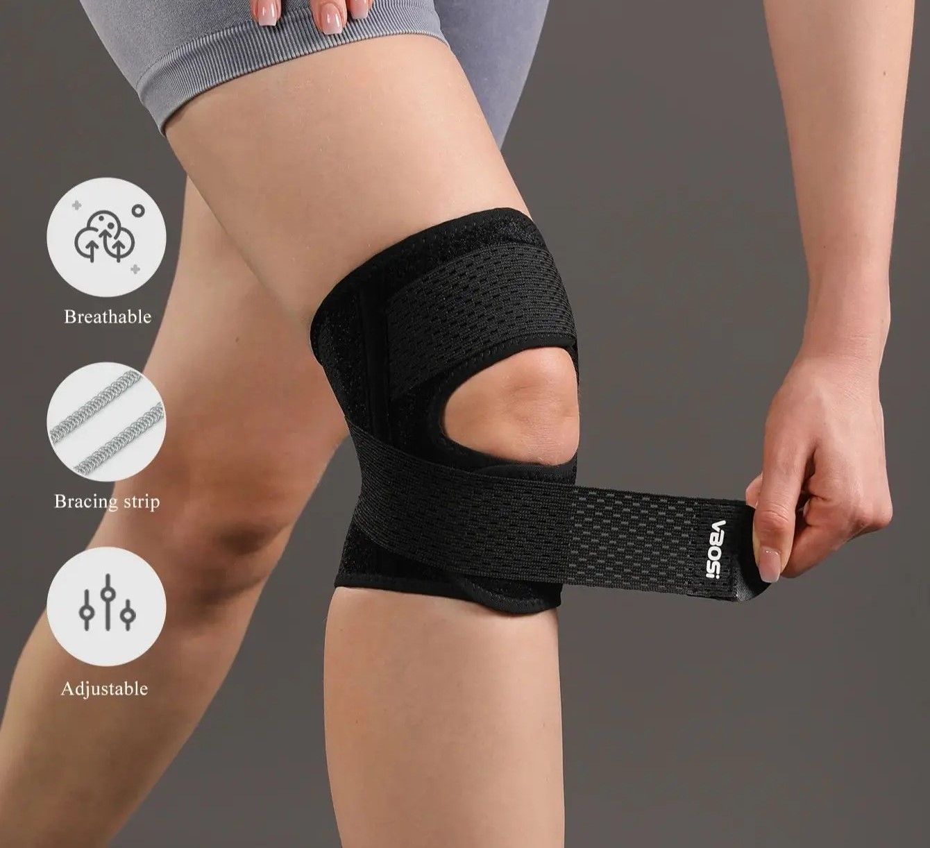 Performance Breathable Elastic Knee Support with Lateral Spring Stays