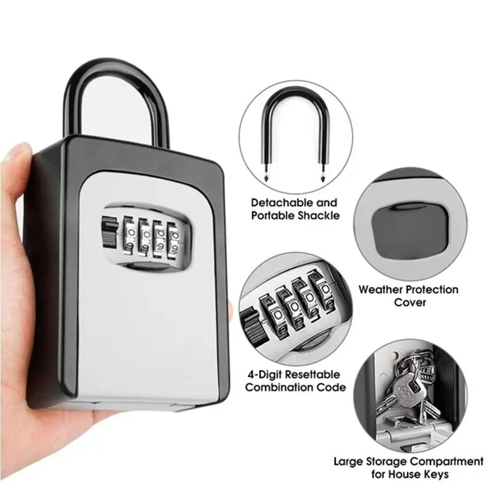 Wall Mounted Key Lock Box 4 Digit Combination Security Key Safe