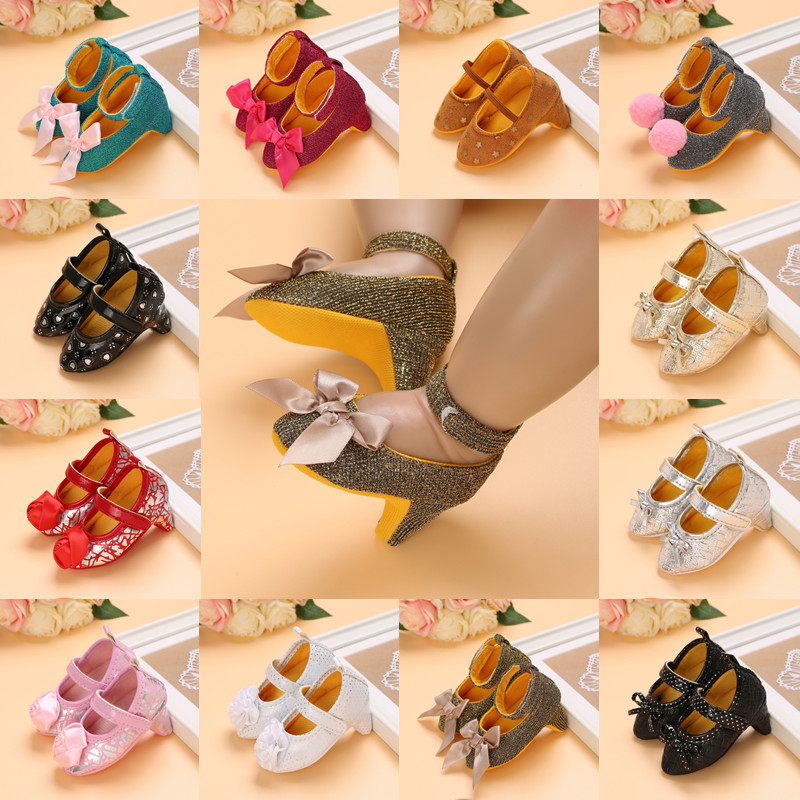 High Heels Shoes for Newborn Baby Girl, Princess Bow First Birthday Party Photo Prop Shoes