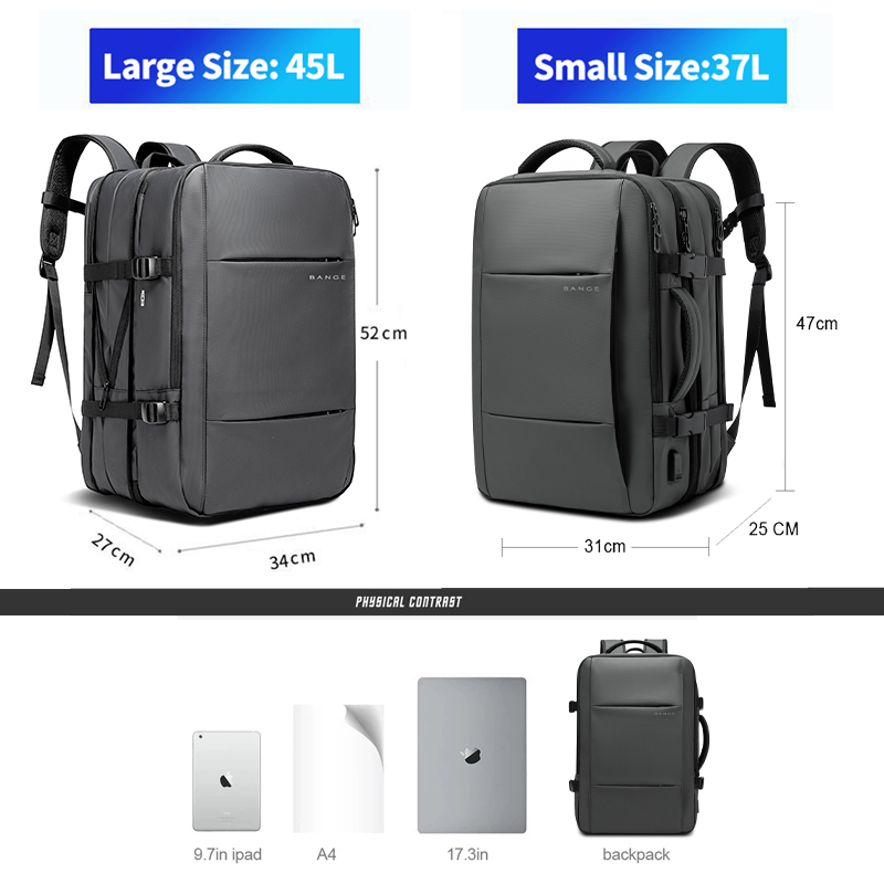 Expandable Waterproof Laptop Backpack with USB Charging Travel Business School Bag