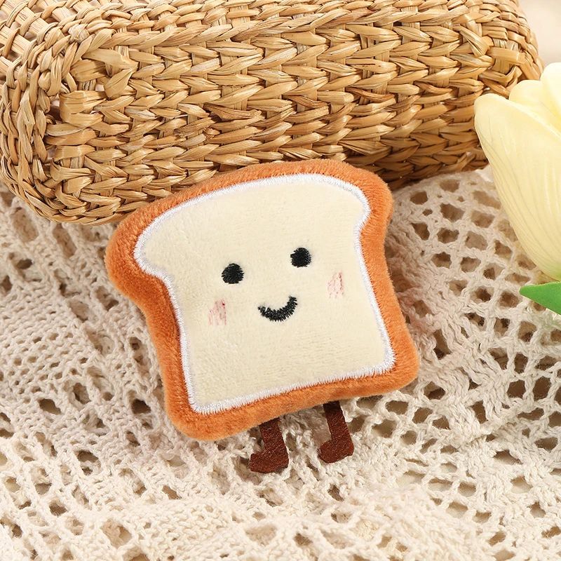 Mini Plush Toast Bread Bag Charm Cute Cartoon Pendant