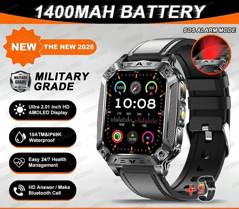 TANK Ultra Military Smart Watch – 1400mAh Battery & 2.01