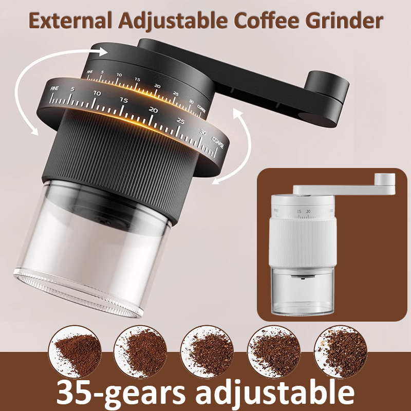 External Adjustable Coffee Bean Grinder, Gears Manual Burr Coffee Grinder, Professional Food-Grade Ceramic Grinder