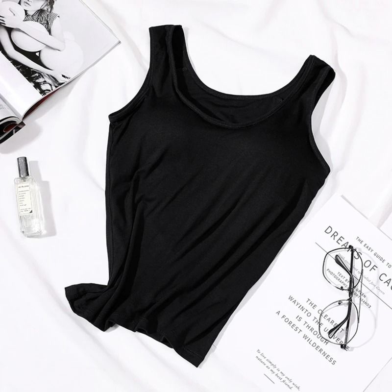 Women Slim Fit Tank Top with Built In Bra