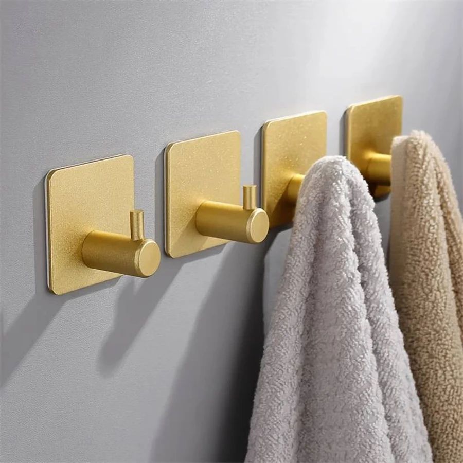 Modern Stainless Steel Adhesive Hooks – Heavy-Duty Wall Hooks for Bathroom, Kitchen & Home Storage