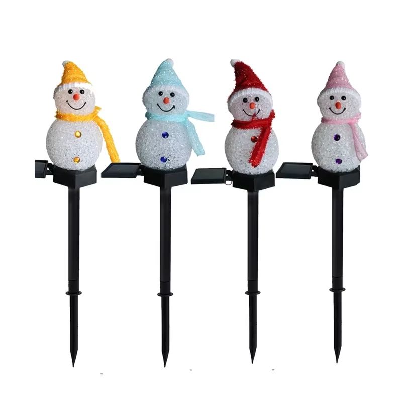 Solar Snowman LED Garden Stake Lights Waterproof Christmas Pathway Decor