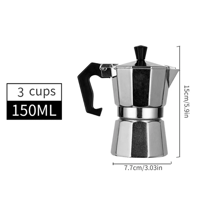 Classic Aluminum Moka Coffee Pot Italian Stovetop Brewer