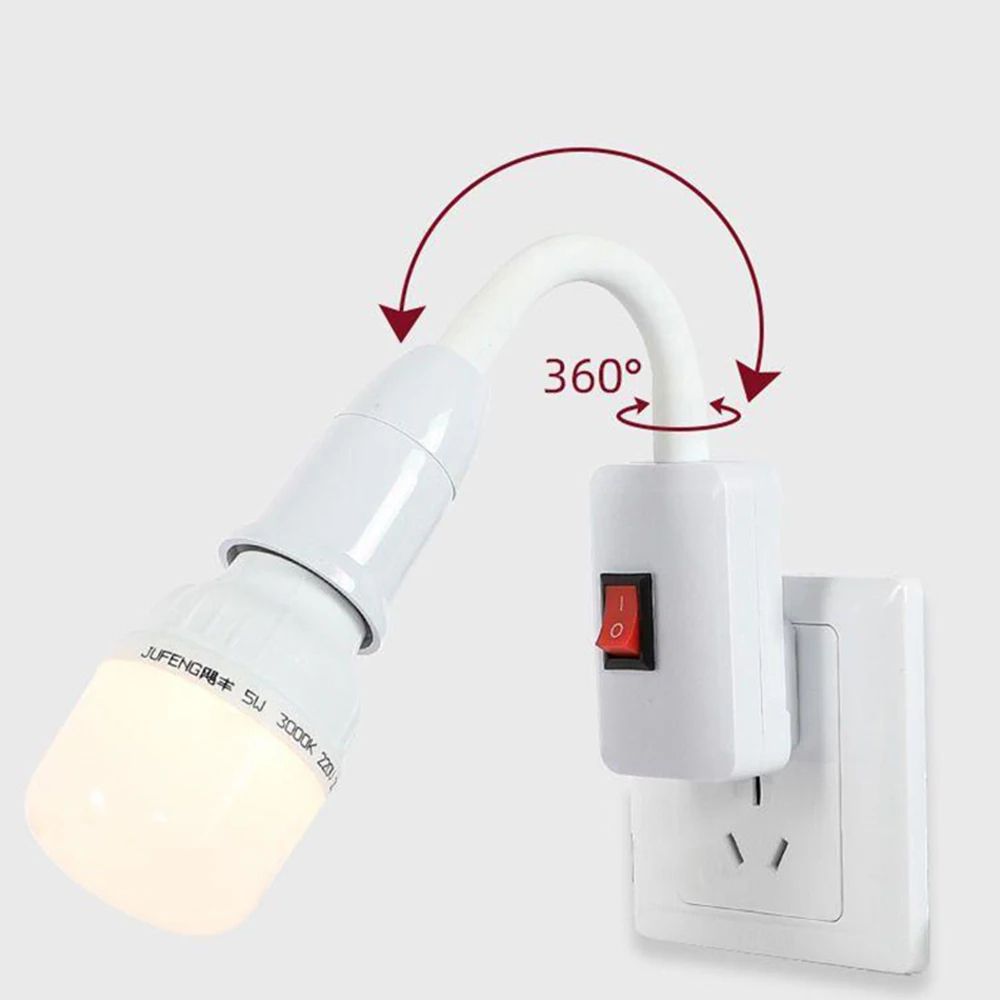 Direct Plug in Rotary Lamp Head Socket Lamp Converter with Switch, LED Table Lamp Base Adapter