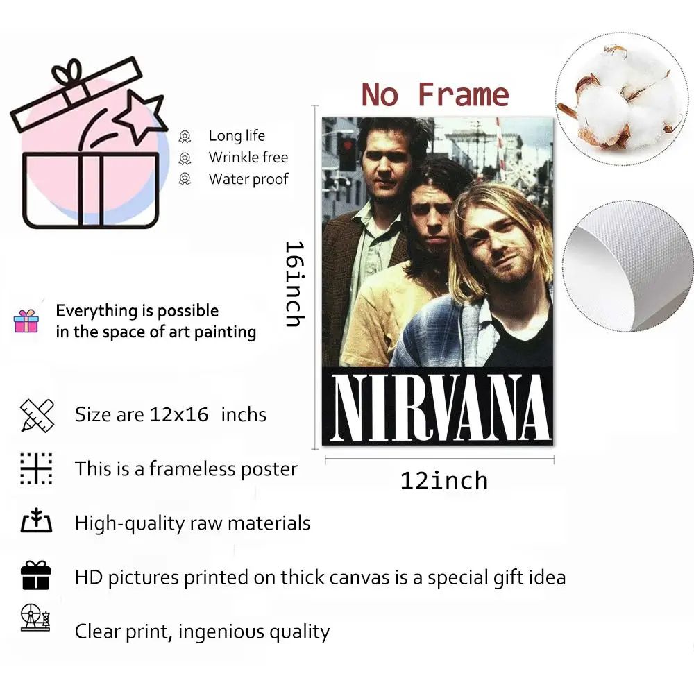 Nirvana Rock Band Calligraphy Canvas Poster