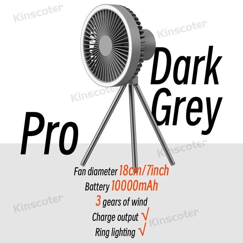 Rechargeable Camping Fan with LED Light and Power Bank Function
