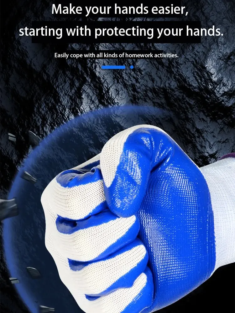 Breathable Nitrile Gloves for Construction & Labor Safety  Wear-Resistant & Durable Work Gloves