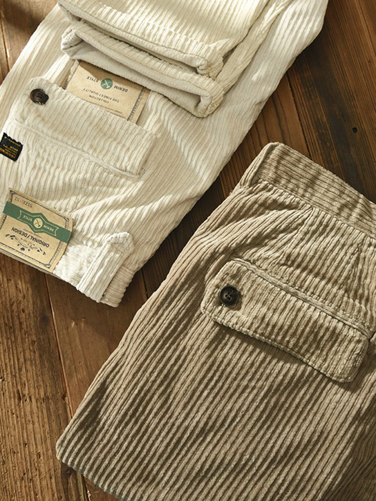 Men's Baggy Corduroy Pants, Thick Heavy Casual Trousers for Autumn Winter