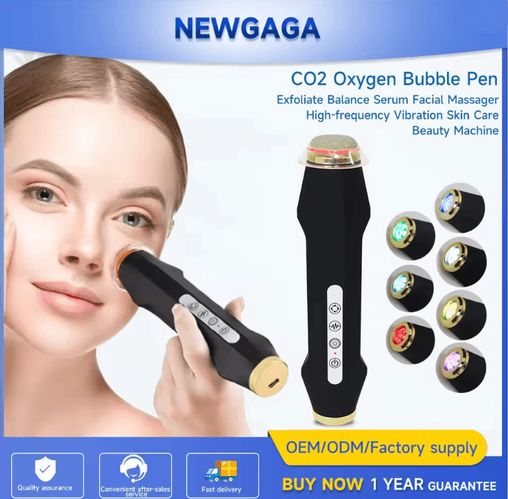 NEWGAGA Portable CO2 Oxygen Bubble Pen Rechargeable Facial Cleansing Device for Anti Aging Skin Care