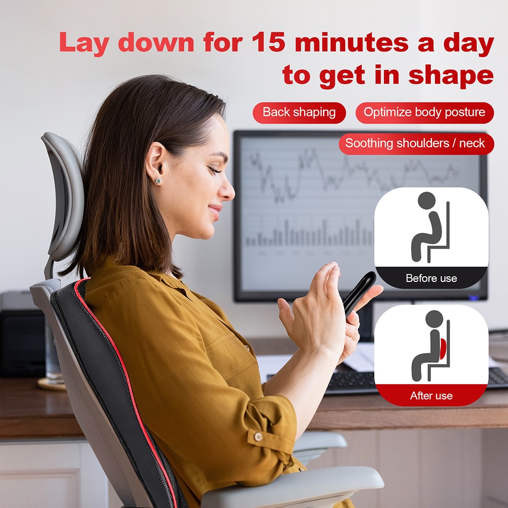 Premium Shiatsu Neck and Back Massage Pillow with Cervical Traction and Heat Therapy