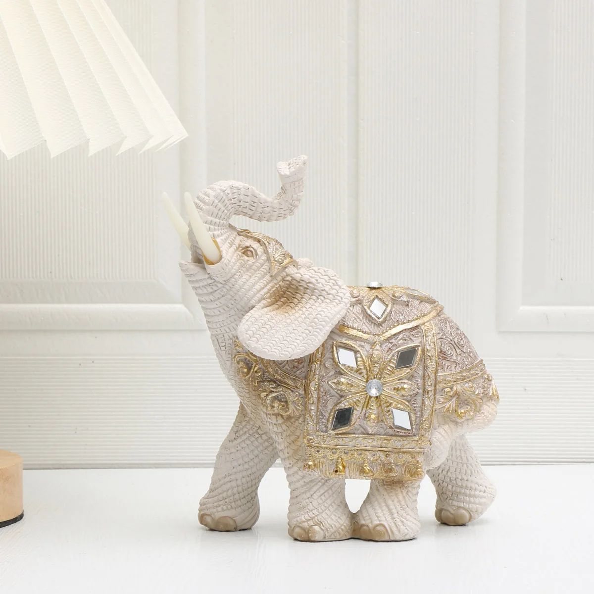 Trunk-Up Feng Shui Elephant Statue for Wealth and Good Luck Home Office Decor