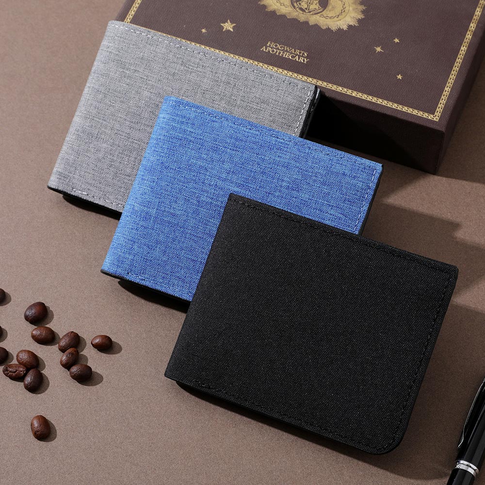 Mens Canvas Wallet Casual Double Fold Photo & Card Holder Short Wallet