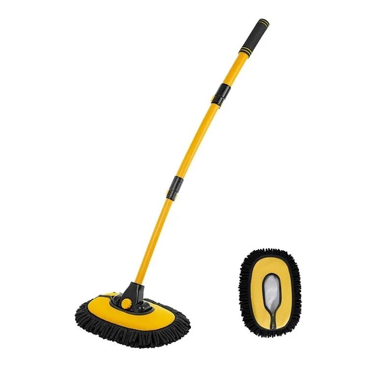 Telescoping Car Cleaning Brush With Long Handle And Chenille Mop Head