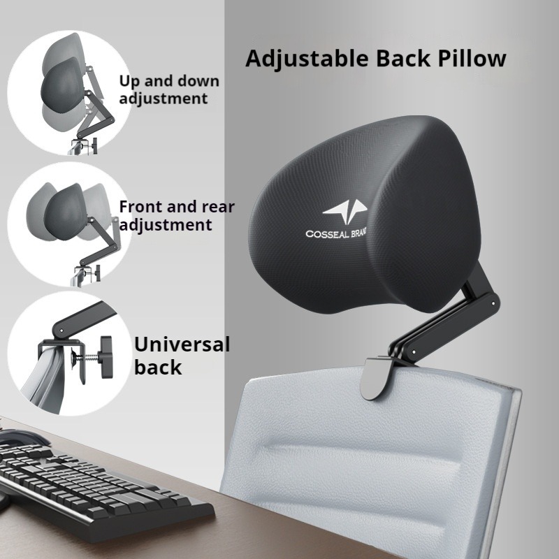 New Office Chair Adjustable Headrest, Ergonomically Designed Pillow, Waist Protection Cushion, Retractable Bracket