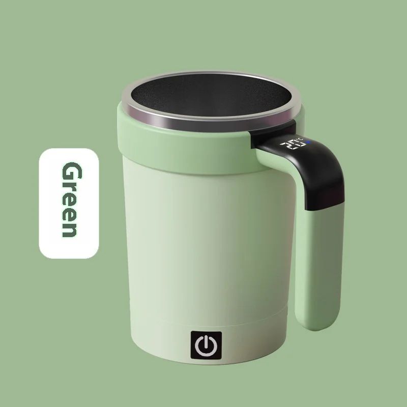 Smart Self-Stirring Temperature Display Mug – USB Rechargeable Magnetic Coffee & Protein Mixer Cup 13 fl oz