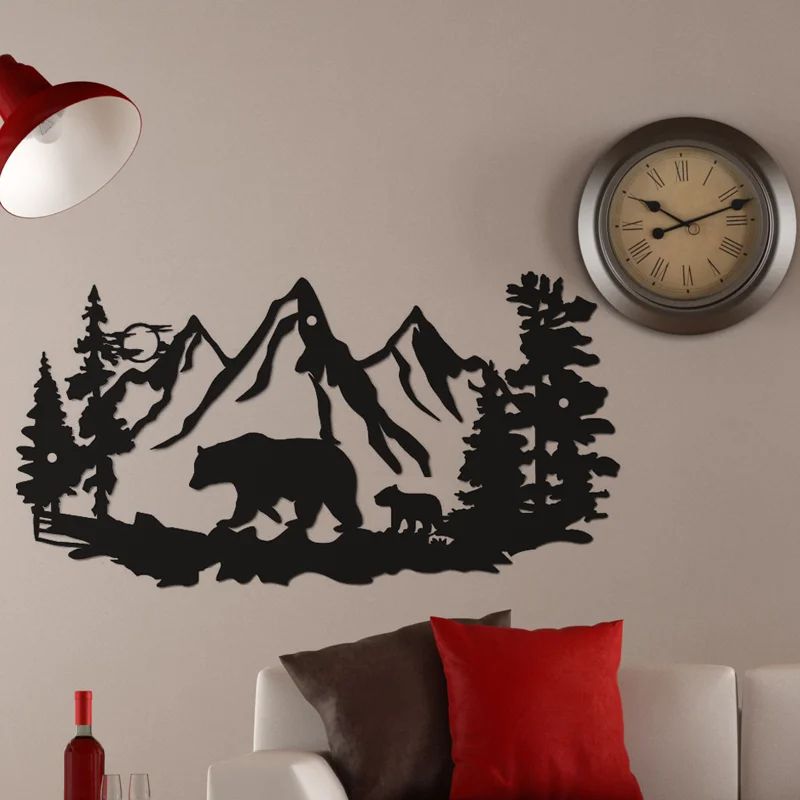 Rustic Bear Metal Wall Art Cabin Decor