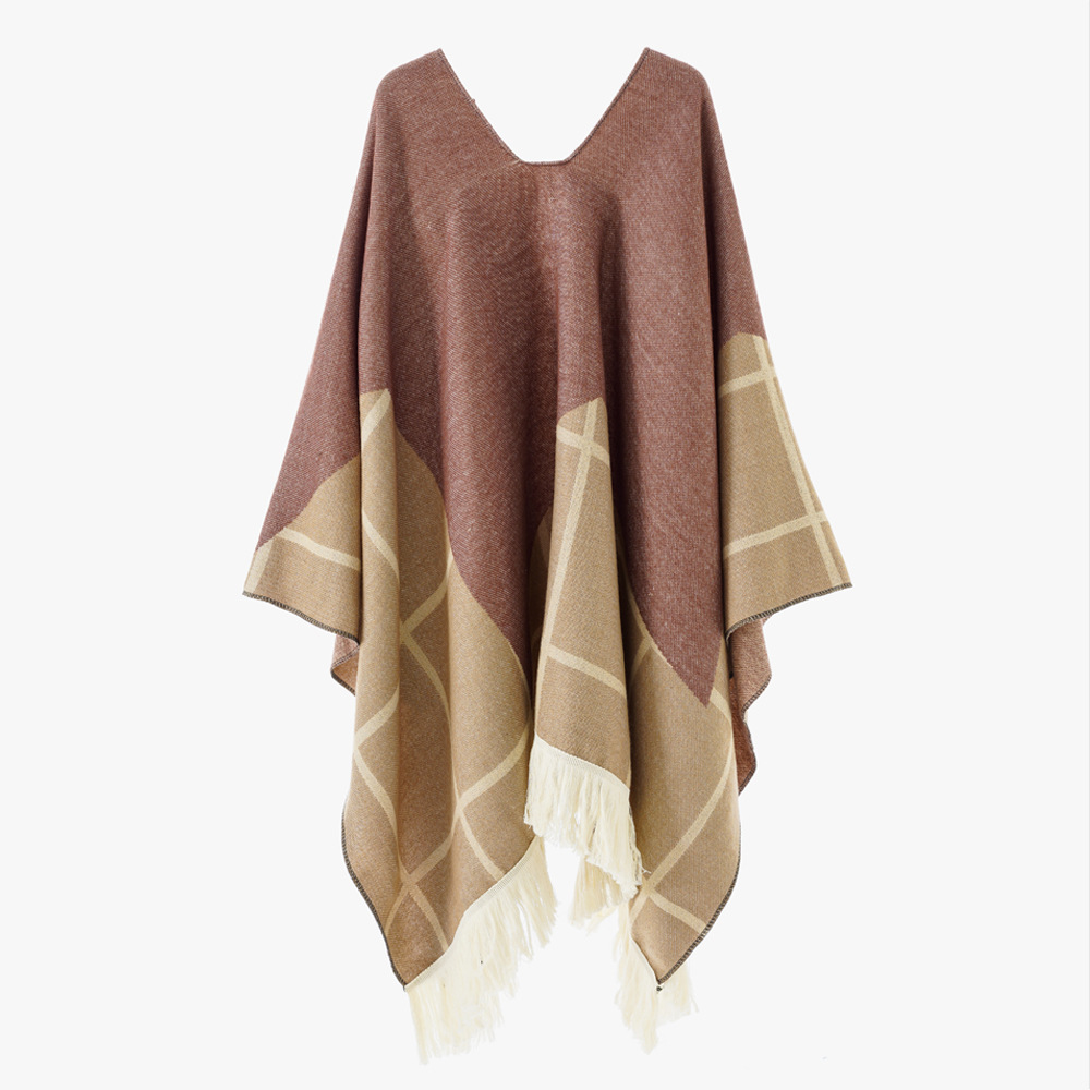 Unisex Cool Fashion Cowboy West Style Pullover Cape, Soft Acrylic Cashmere Poncho, Long Wrap Cloak Overcoat, All Season