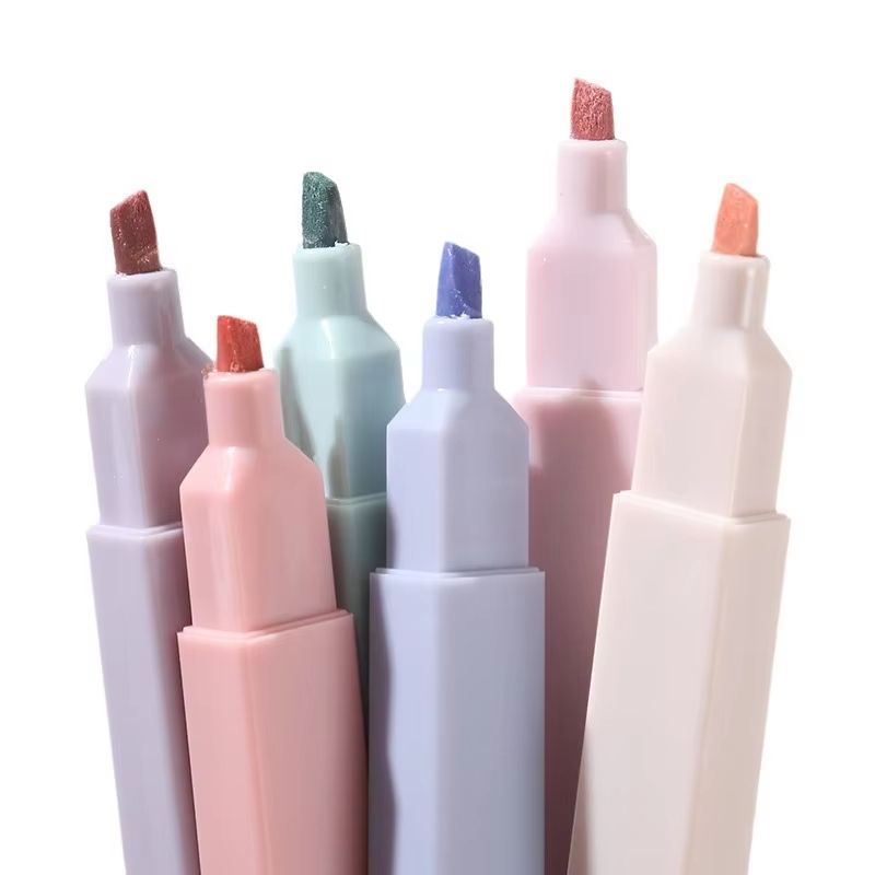 6pcs Pastel highlighter pens Colorful Fluorescent Marker Set for School and Office