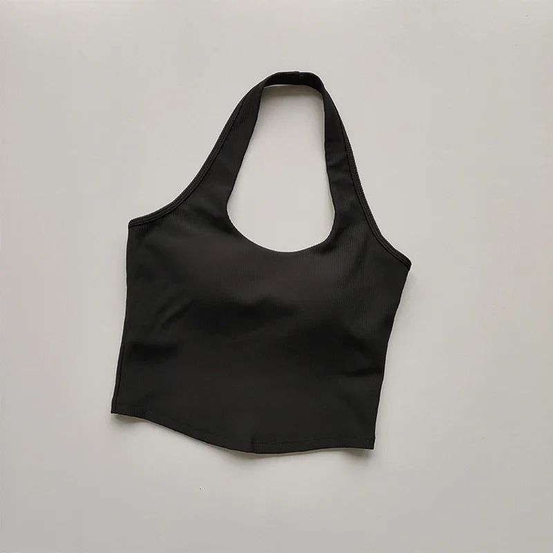 Womens Shockproof Running Sports Bra Halter Neck Fitness Tank Sports Bra High Support Workout Top