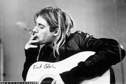 Kurt Cobain Black & White Poster Retro Rock Music Wall Art Canvas Print