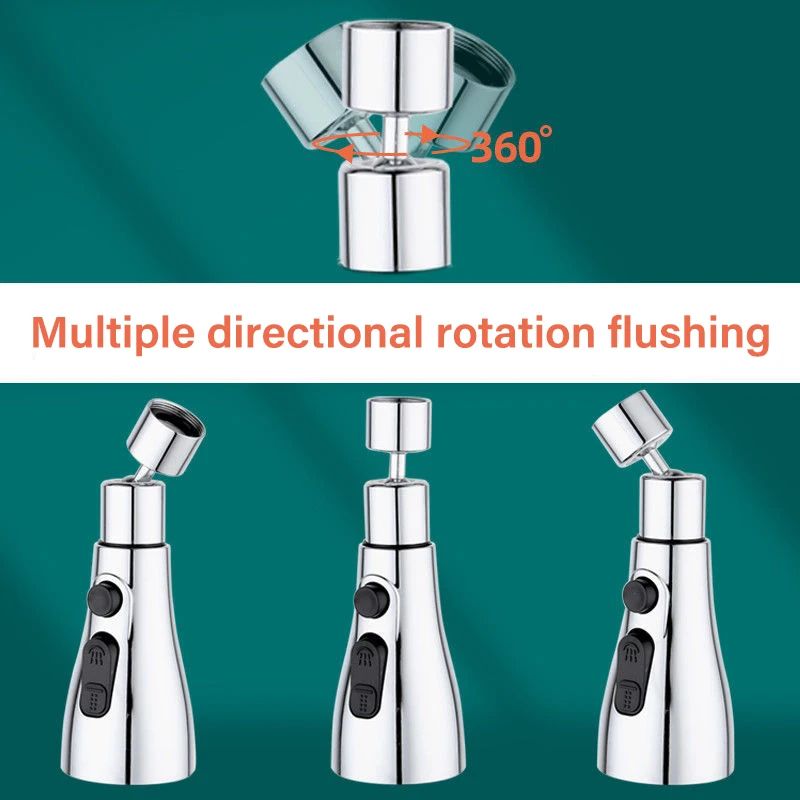 Universal 360° Rotating Kitchen Faucet Extender – Pull-Out Tap Sprayer Attachment with Multi-Mode Strong Flush Booster