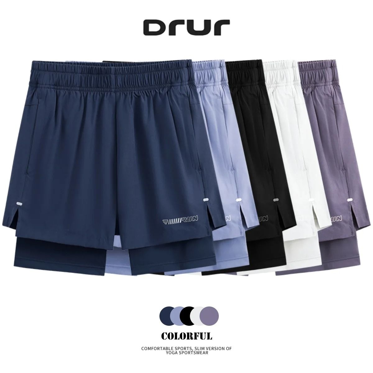 DRUR Women Running Shorts High Waist Quick Dry 2in1 Athletic Shorts With Pocket