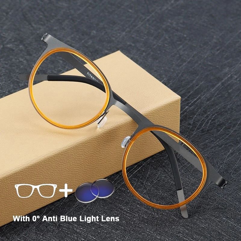 Pure Titanium Eyewear Frame Men Blue Light Blocking Screwless Design