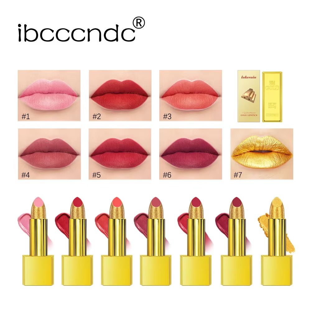 GoldenGlam Metallic Gold Lipstick – Waterproof Shimmer Gold Lipstick with Long Lasting Glitter Finish (3.5g)