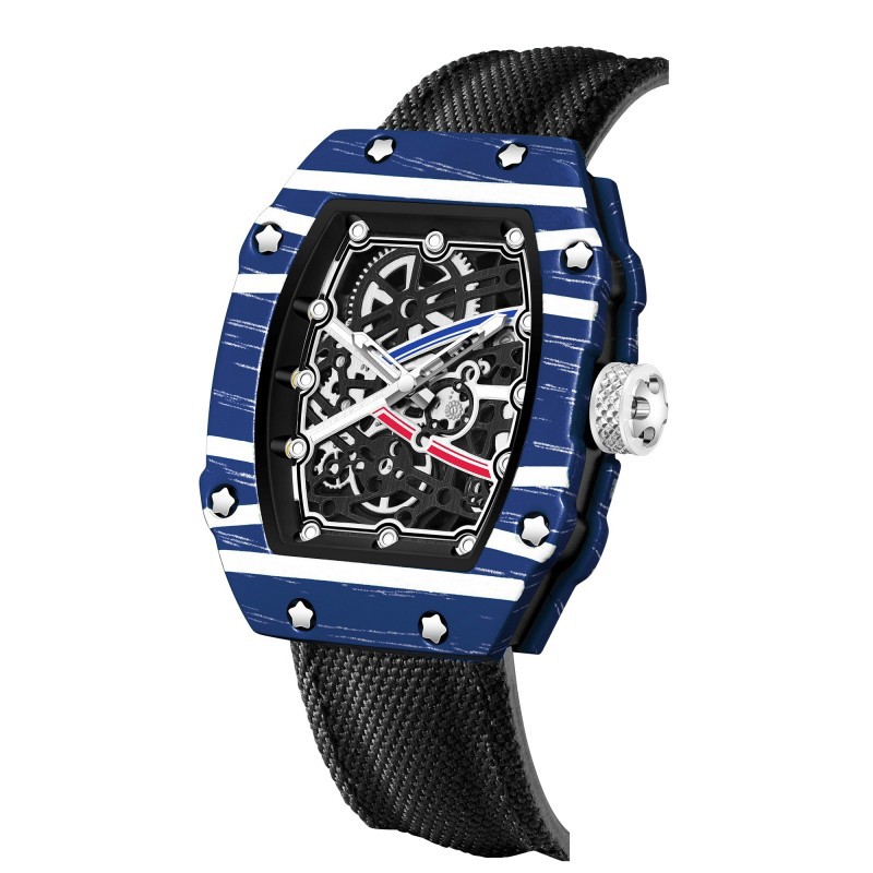 Ultra Thin Barrel Shape Quartz Watch Nylon Strap Stylish Casual Timepiece