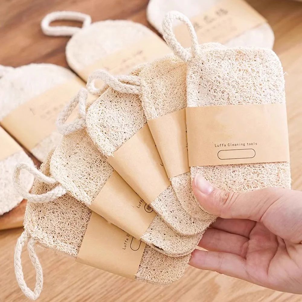 Double Layer Natural Loofah Kitchen Sponge Eco Friendly Scrubber Pads