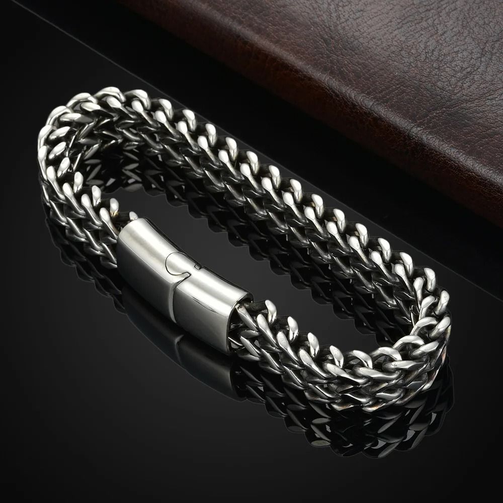 Stainless Steel Braided Magnetic Buckle Bracelet Fish Scale Design