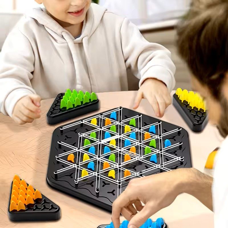 Triangle Strategy Battle Game – Interactive Rubber Band Board Game Set for Kids & Family