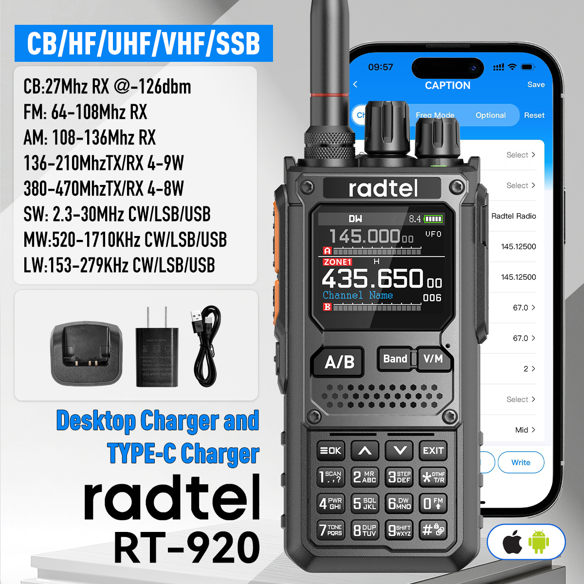 Long Range Walkie Talkie with Bluetooth & Ham Radio Capabilities
