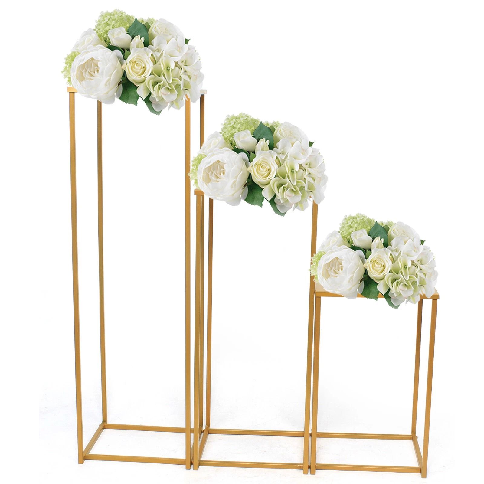 Elegant Gold Wedding Flower Stand Set, Plating Floral Decor Vase, Floor Column Stand