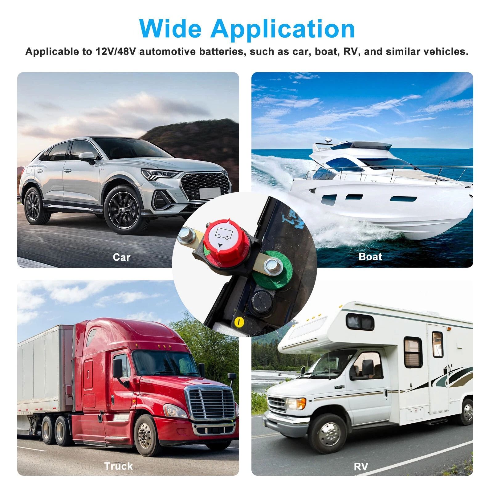 Heavy-Duty Side Post Battery Disconnect Switch for Cars, RVs & Trucks