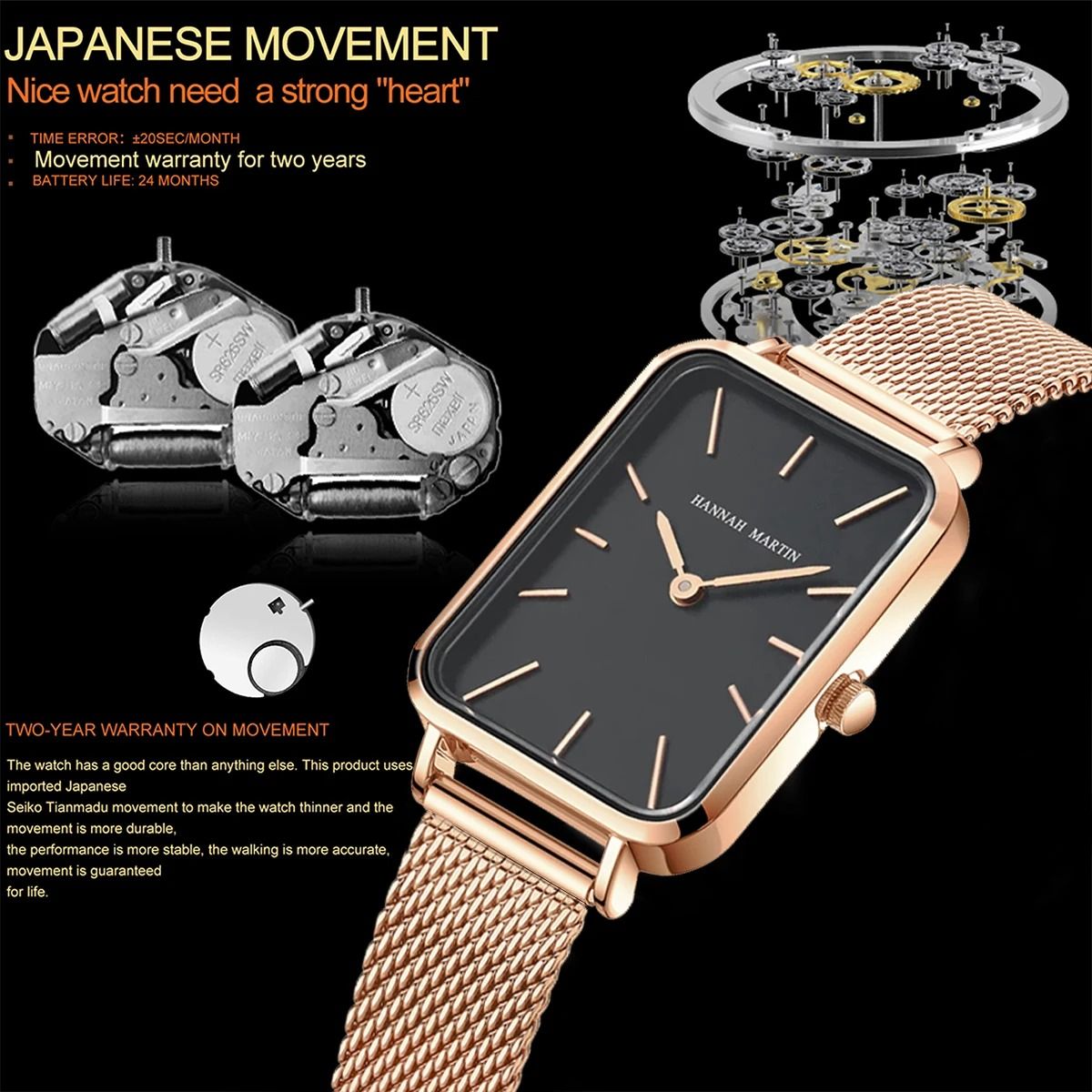 Elegant Square Mesh Strap Watch